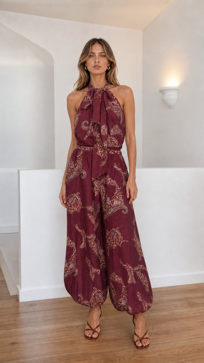 Full front view of the burgundy color variant