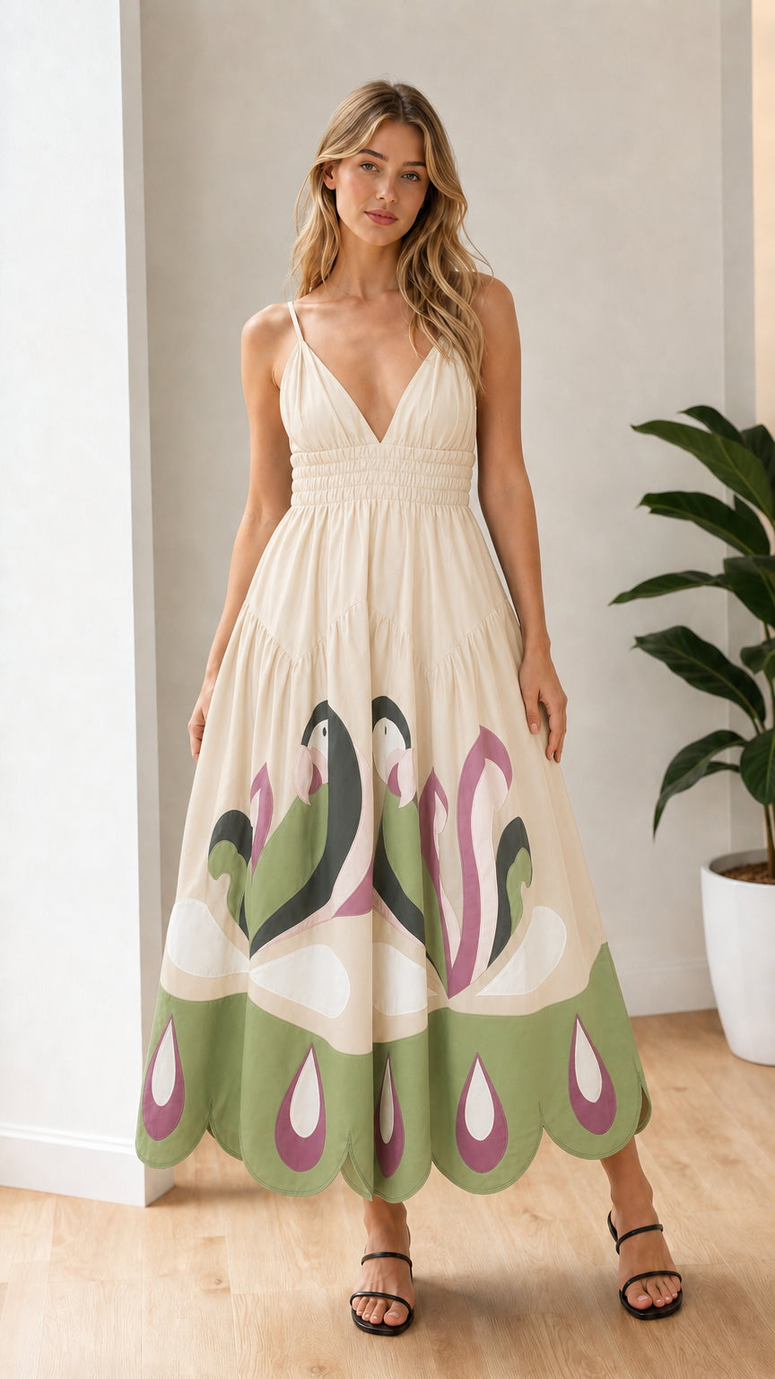 Off-white color variant of the sleeveless resort maxi dress