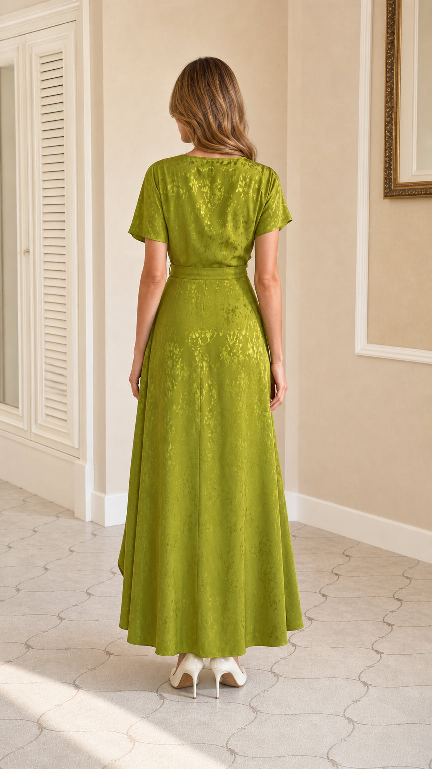 Back view of green maxi dress
