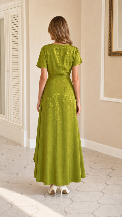 Back view of green maxi dress
