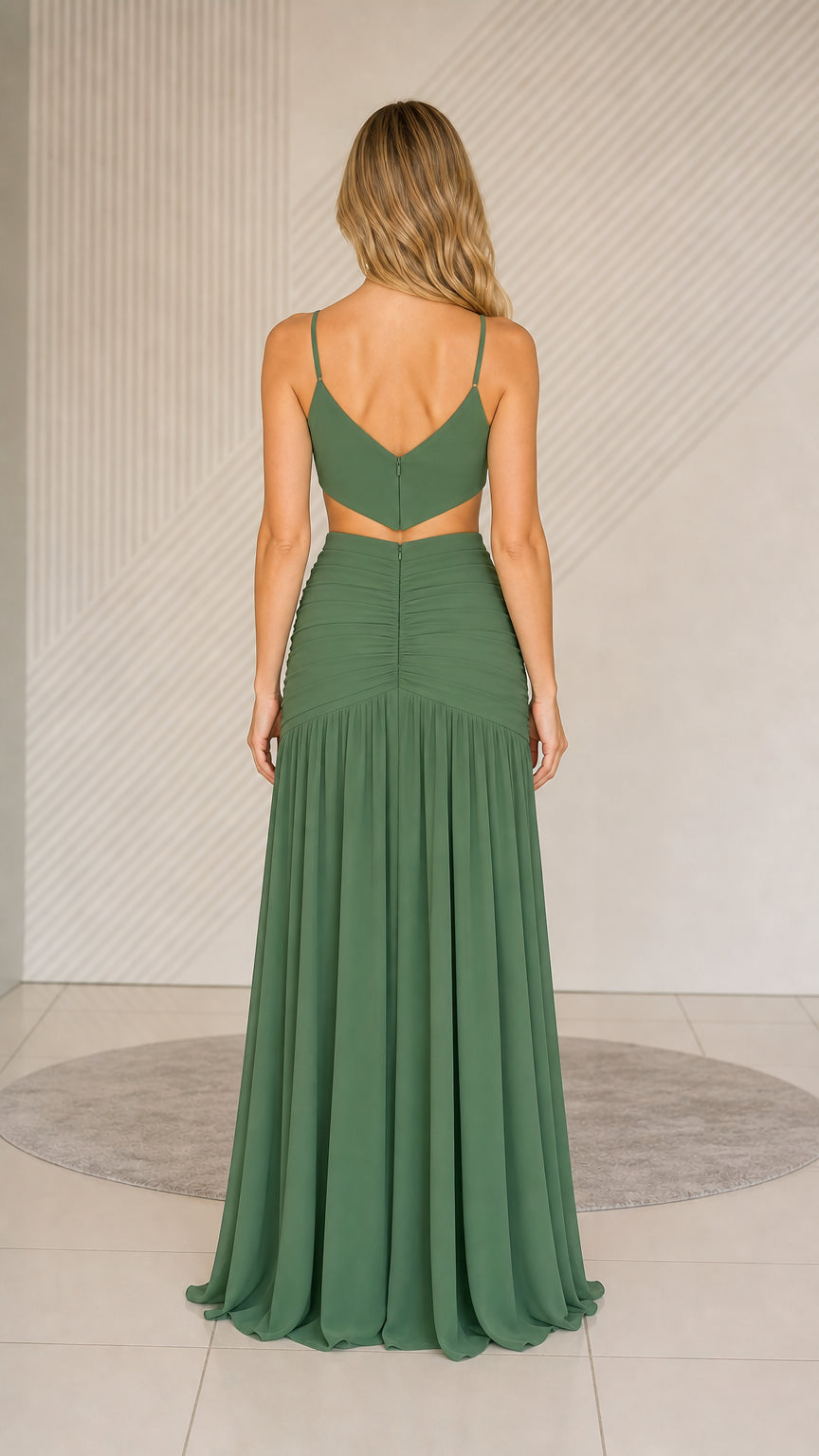 Sage Green maxi dress back view