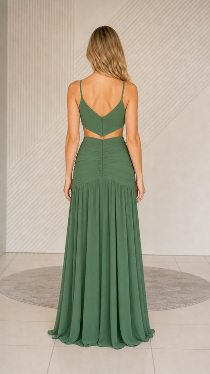 Sage Green maxi dress back view