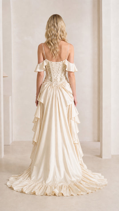 Back view highlighting the lace-up corset detail