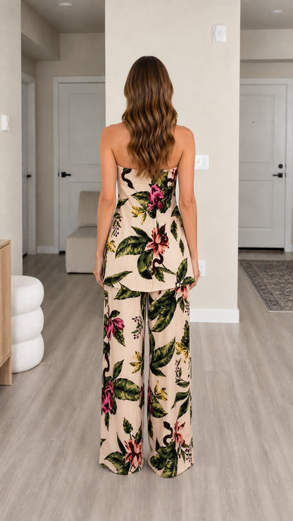 Back view of beige matching set
