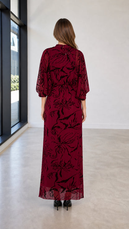 Back view of Burgundy maxi dress