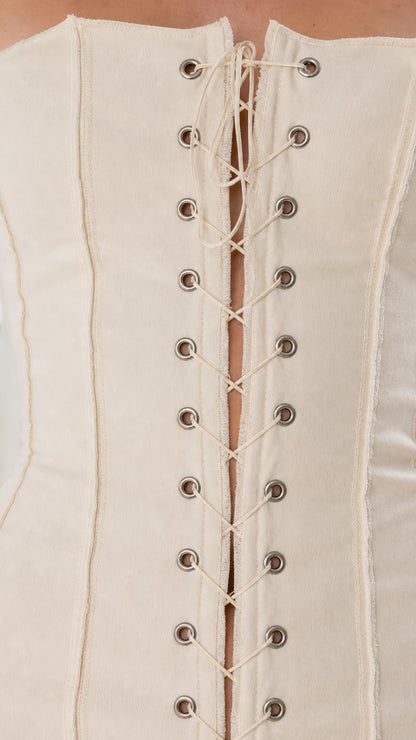 Close-up detail of front metal grommets and lacing