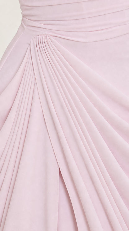 Close-up of ruched draping fabric detail