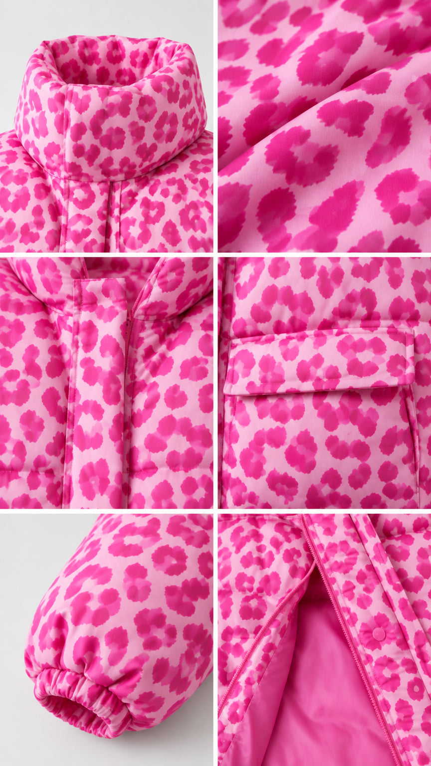 Close-up details of collar, zipper placket, flap pocket, elastic cuff, and inner lining