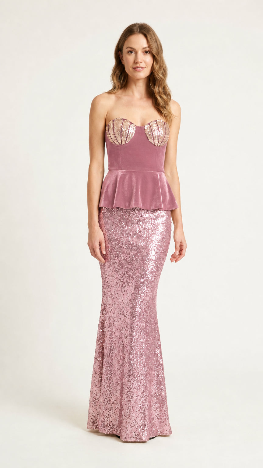 Pink variant of sequin mermaid gown