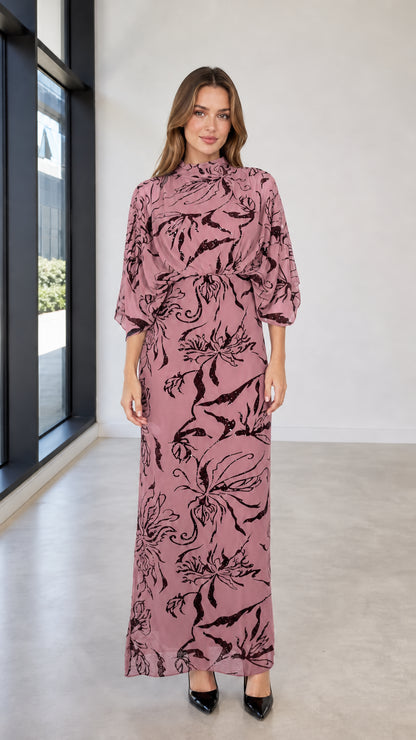 Pink color variant maxi dress
