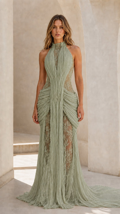 Front view of sage green color variant