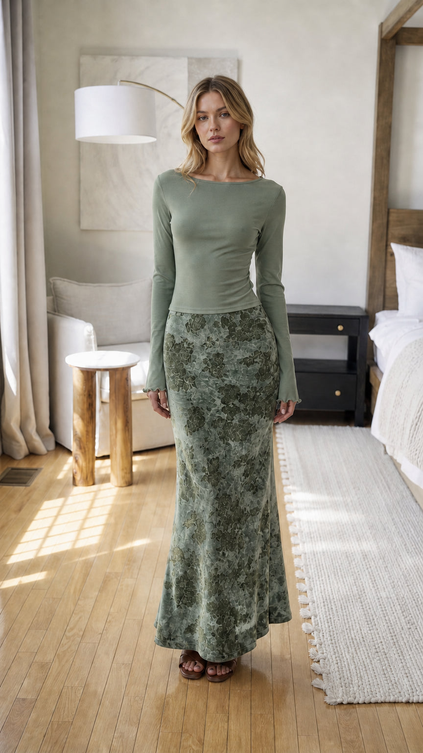 Front view of sage green color variant