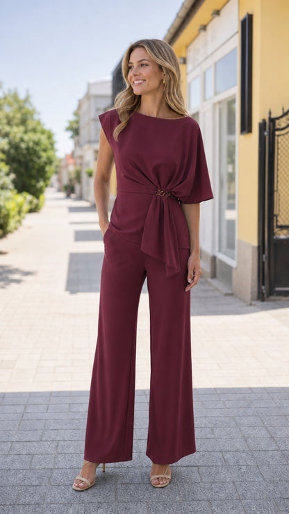 Burgundy color variant two-piece set