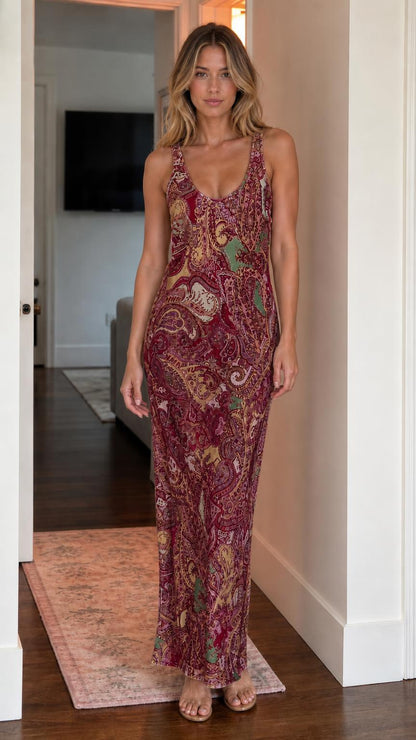 Burgundy paisley color variant
