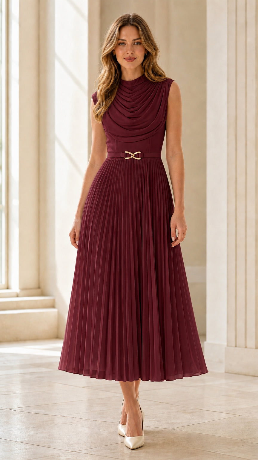 Front view in burgundy color variant
