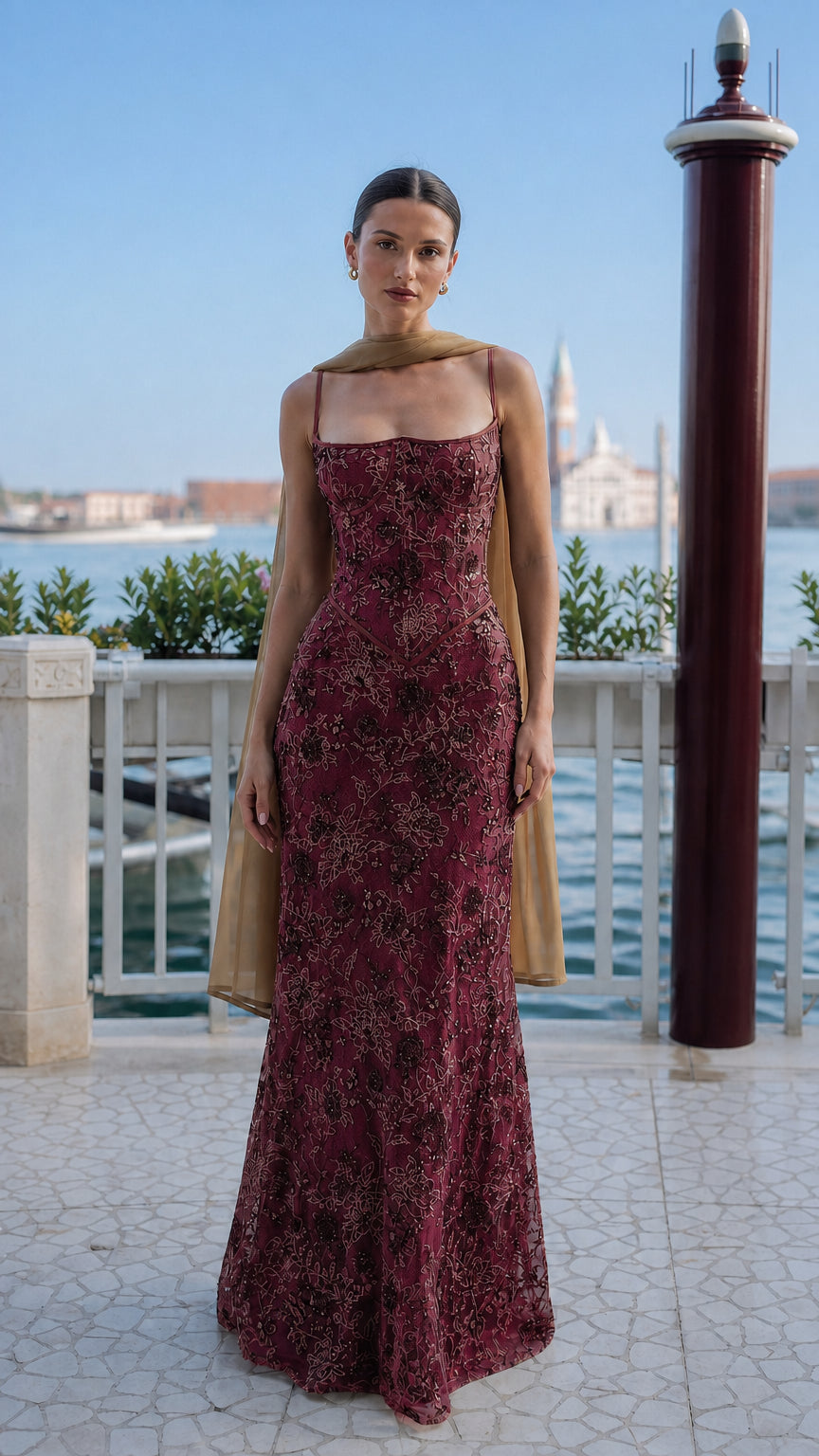 Front view of burgundy color variant