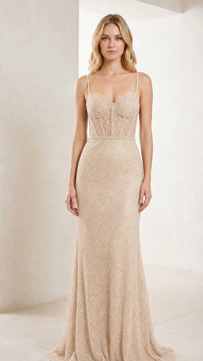 Champagne variant of the evening gown